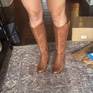 Frye Cognac Leather Riding Boots- 8
